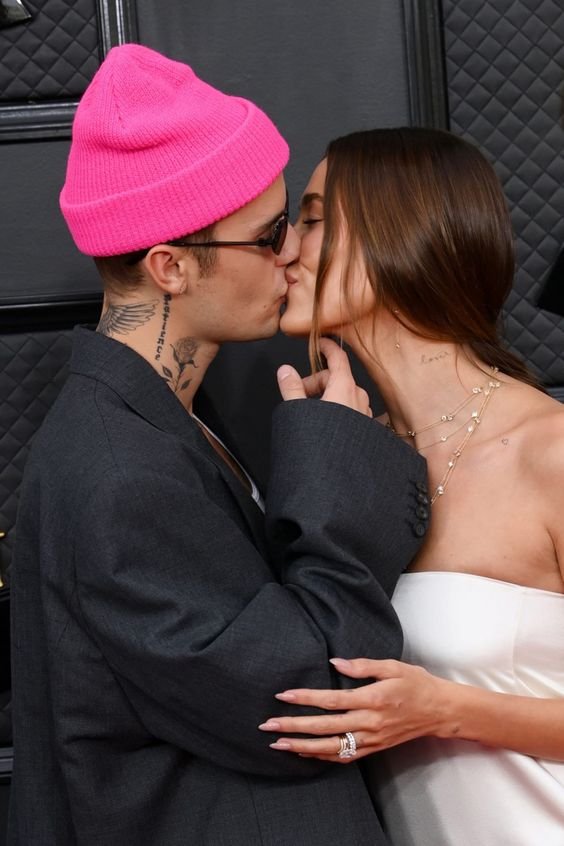 Justin and Hailey Bieber kiss